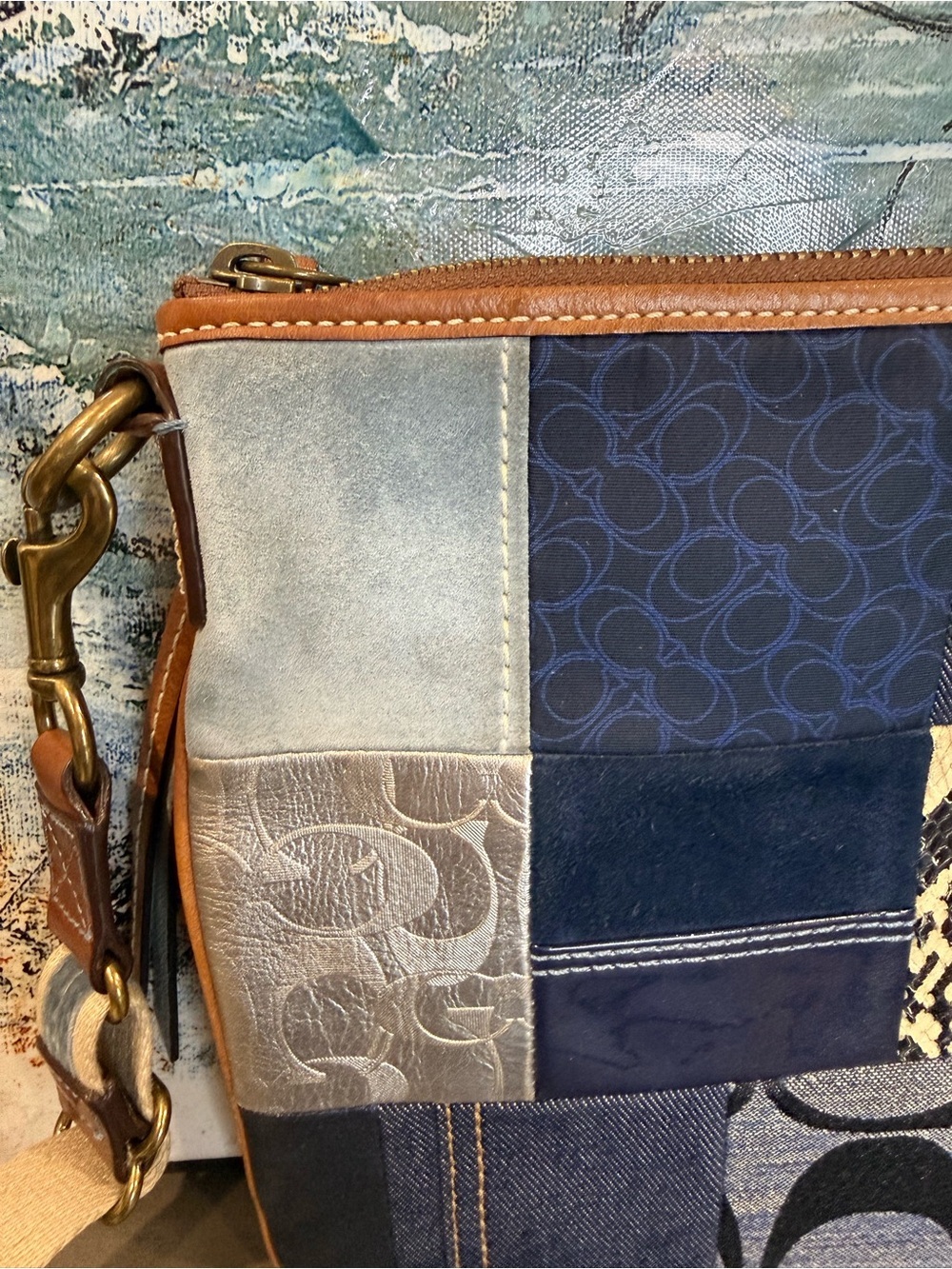 Y2K Coach Signature Denim Patchwork Swingpack Crossbody Bag 10006 Archive 2006 - Picture 7 of 12